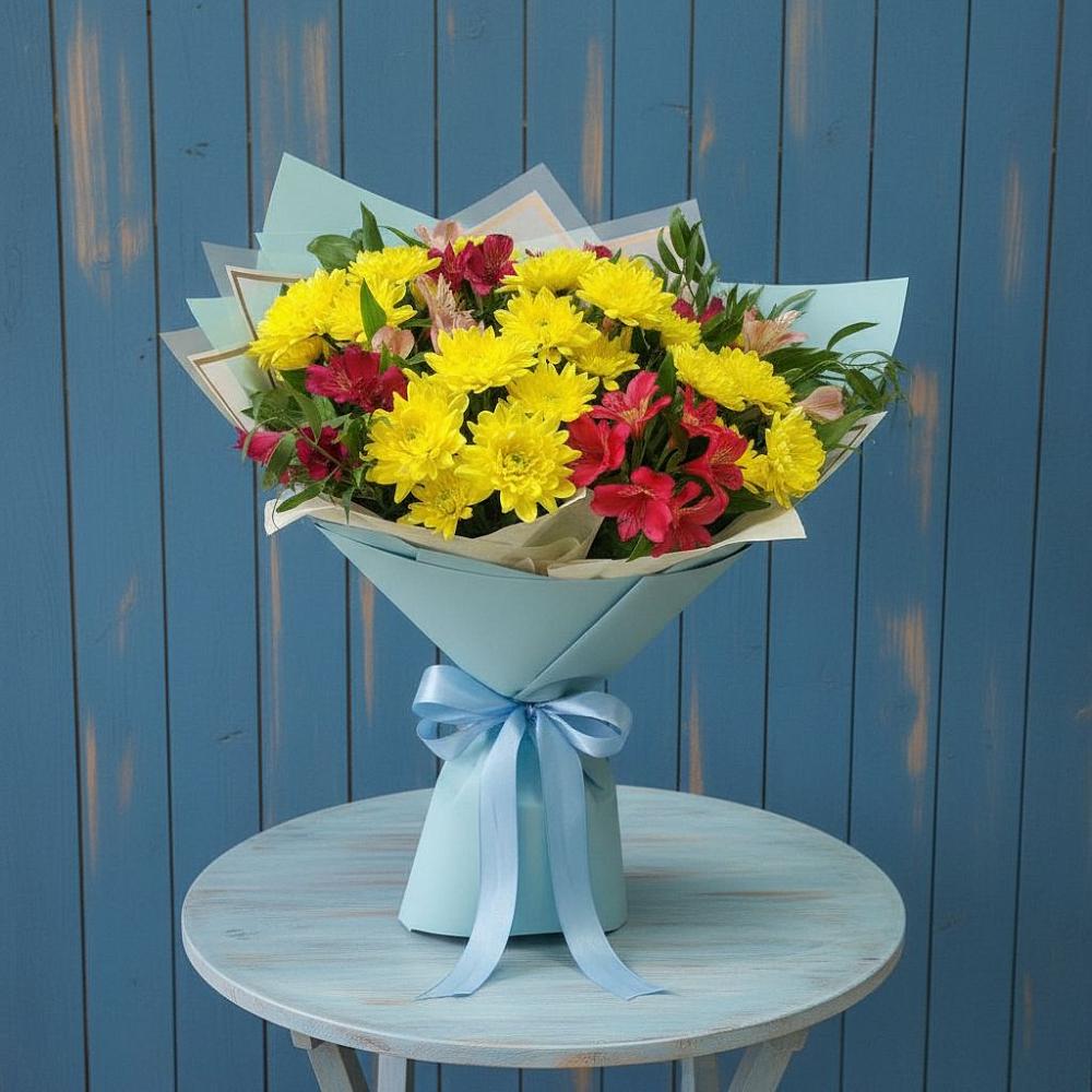 Букет цветов из: Альстромерии и Хризантемы в Ботлихе