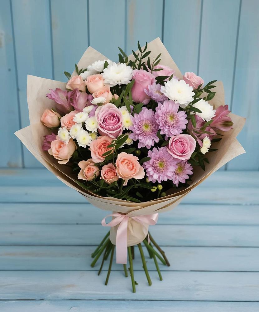 Букет цветов из: Хризантемы, Розы и Альстромерии в Ботлихе