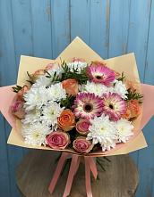 Букет цветов из:  Розы, Герберы и Хризантемы в Ботлихе