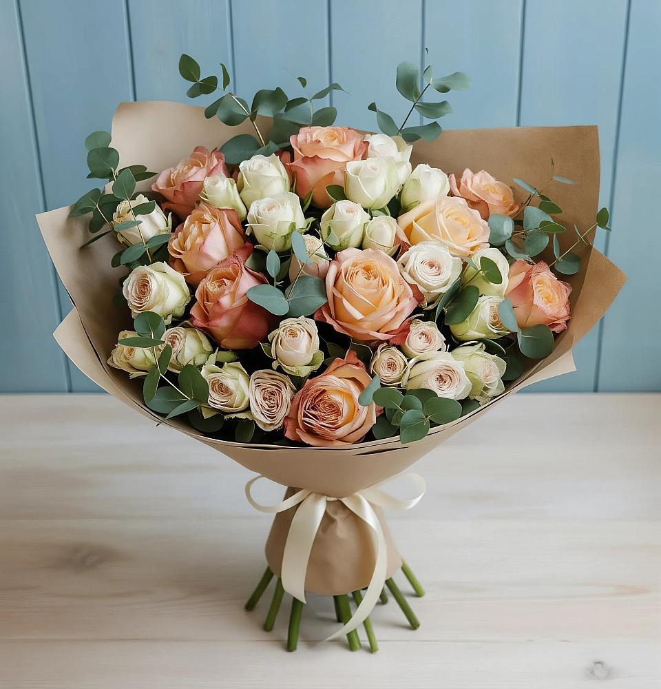 Букет цветов из: Альстромерии и Розы в Ботлихе