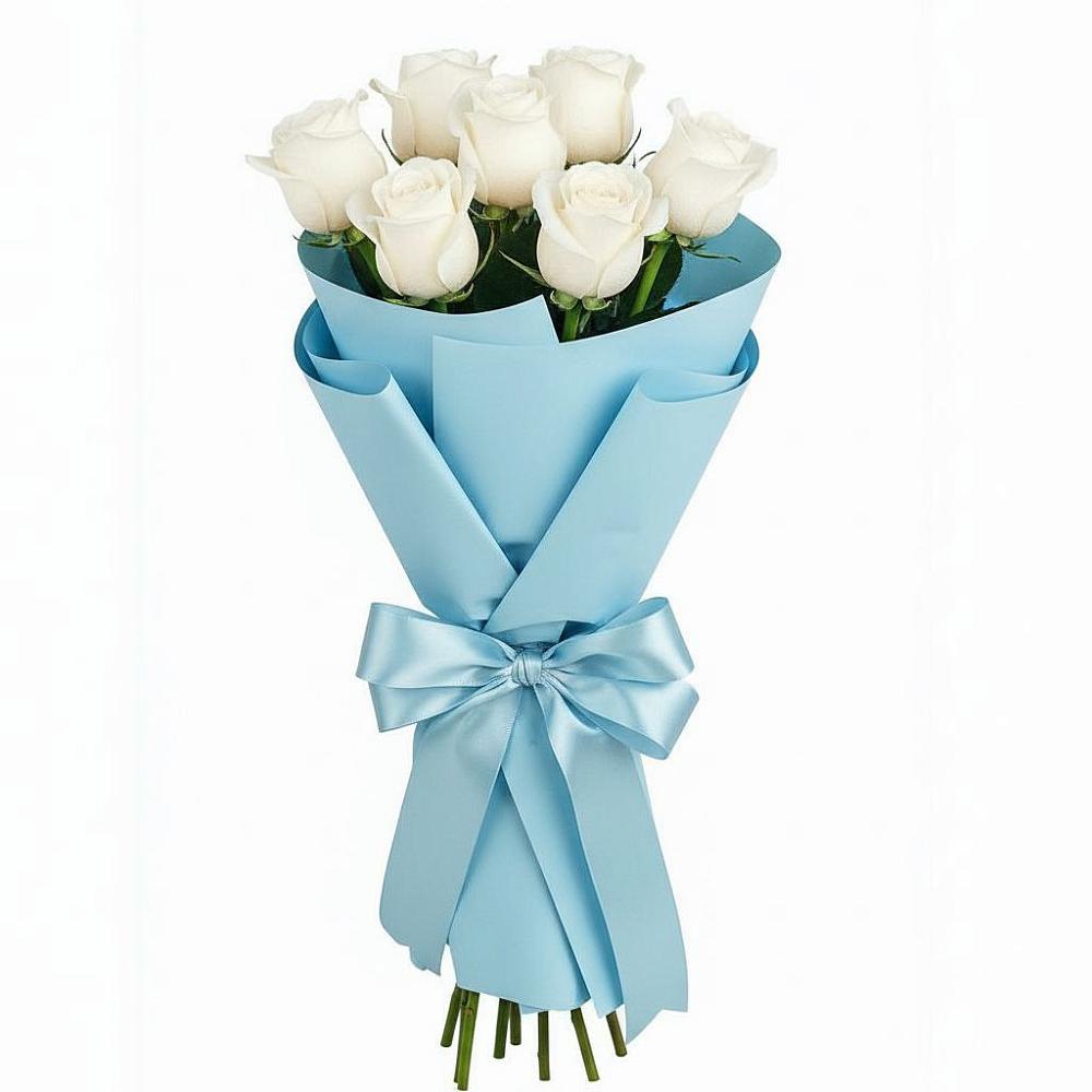Букет 7 белых роз Проуд в Ботлихе