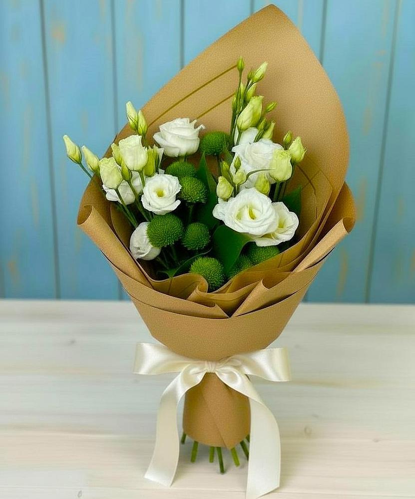 Букет цветов из: Хризантемы и Лизиантусы в Ботлихе