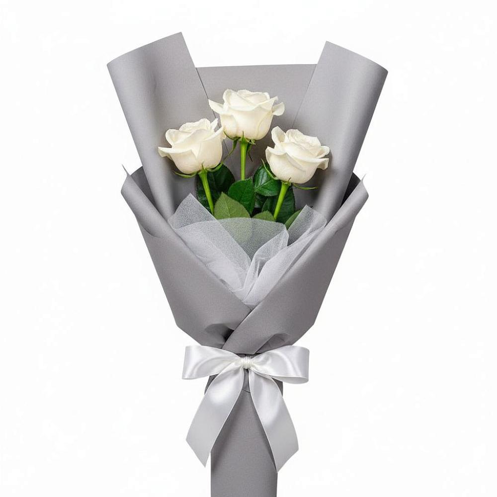 Букет 3 белые розы в Ботлихе