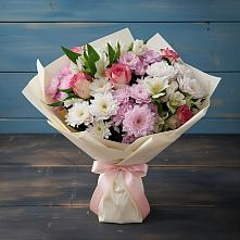 Букет цветов из:  Хризантемы, Альстромерии и Розы в Ботлихе