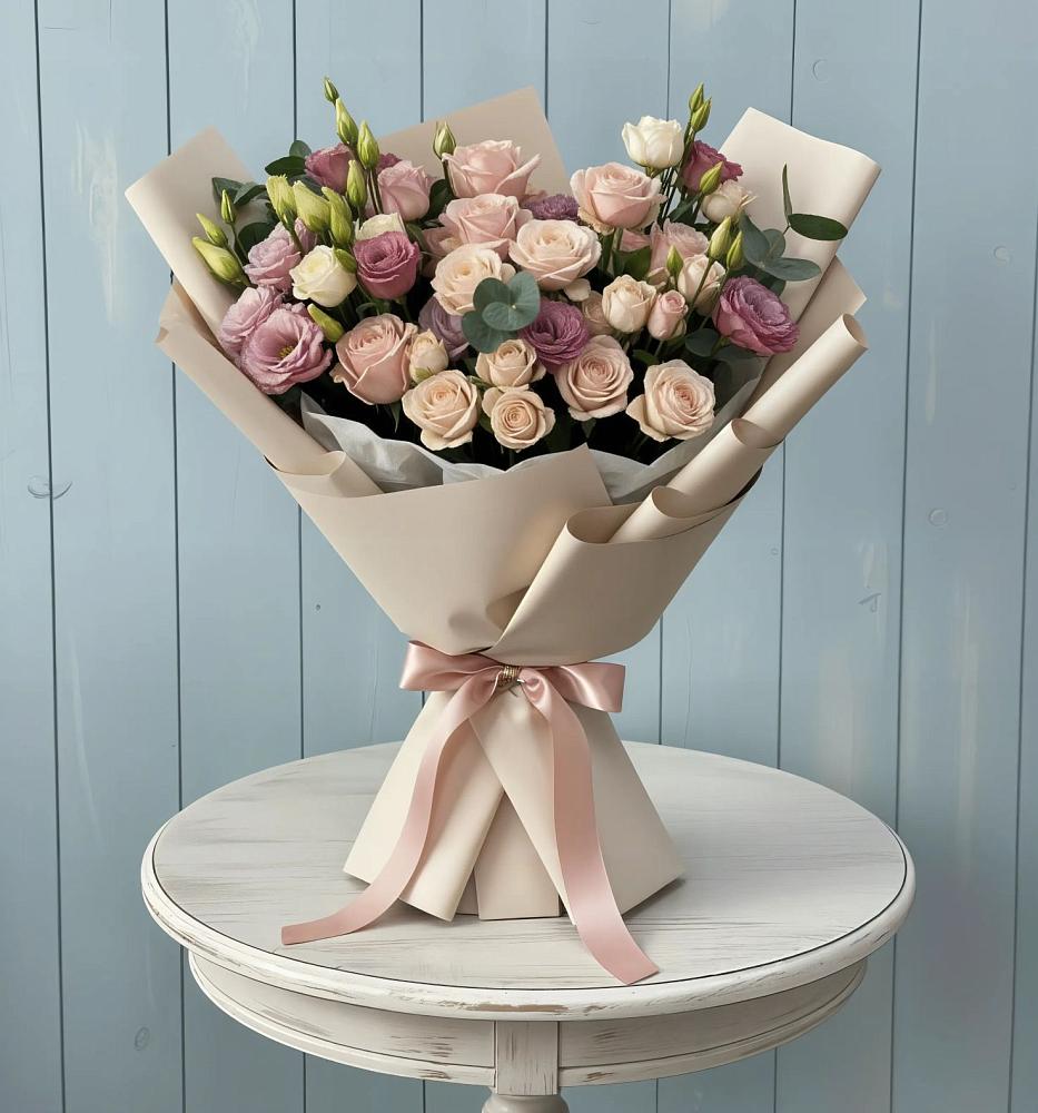 Букет цветов из: Розы и Лизиантусы в Ботлихе