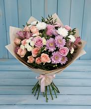 Букет цветов из:  Хризантемы, Розы и Альстромерии #REPLACE_PRED# Ботлихе