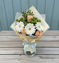 Букет цветов из:  Герберы, Розы и Хризантемы в Ботлихе