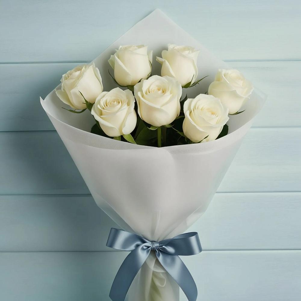 Букет 7 Белых роз Эдлесс Лав в Ботлихе
