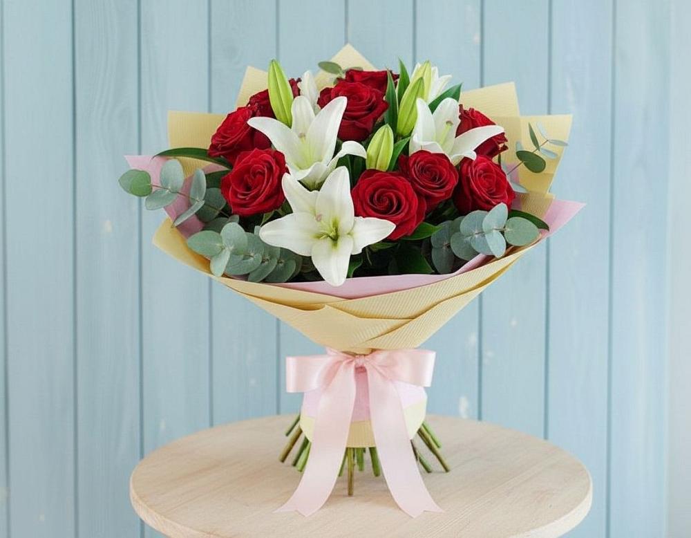 Букет цветов из: Лилии и Розы в Ботлихе